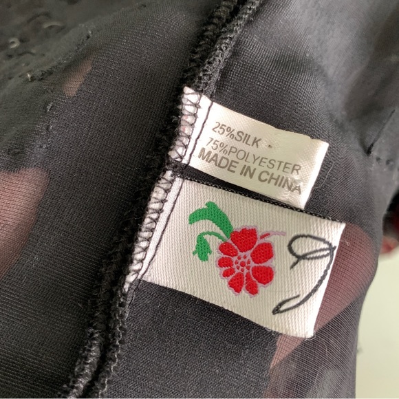 VINTAGE shawl cover up velvet beads embroidery peacock floral OS silk blend - Picture 7 of 16